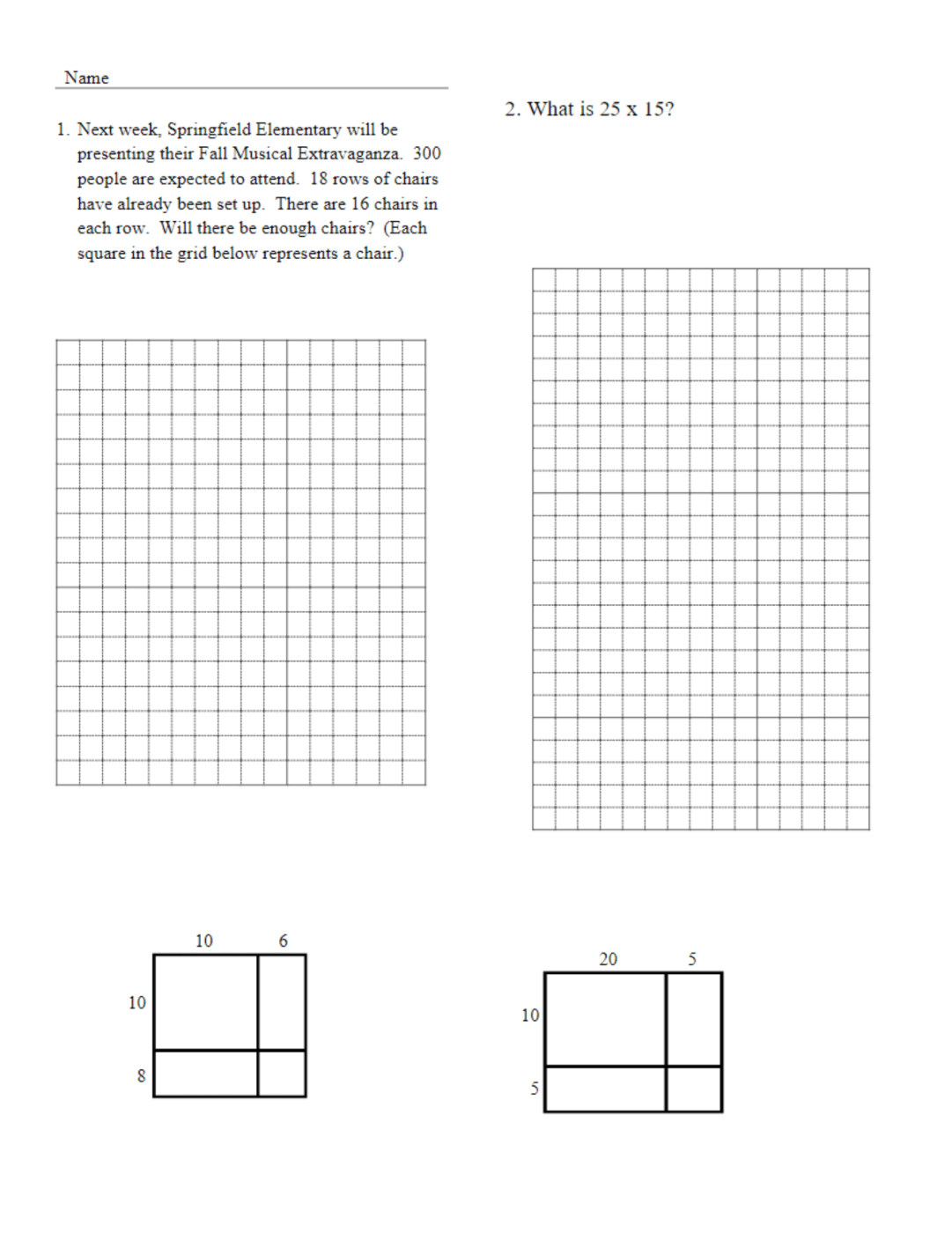 2 digit by 2 digit multiplication worksheet with area models free pdf