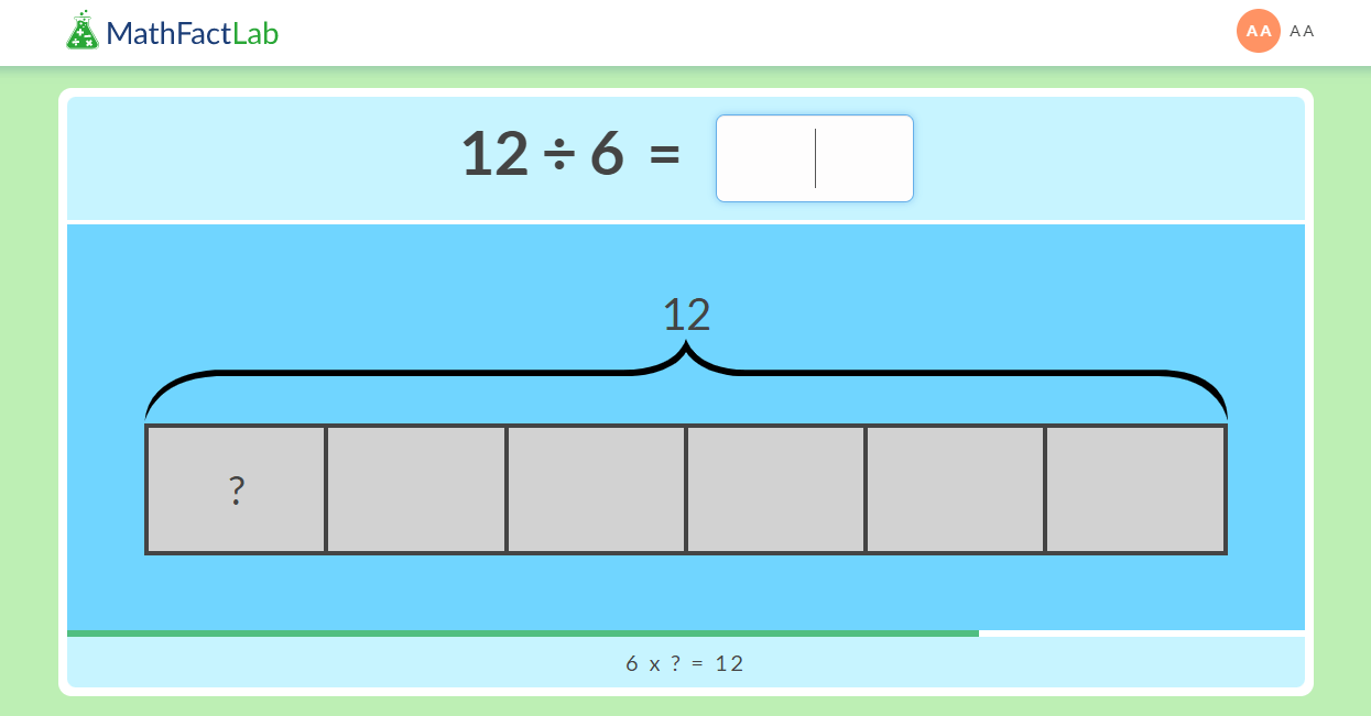 x2 Division Facts Using Bar Diagrams MathFactLab