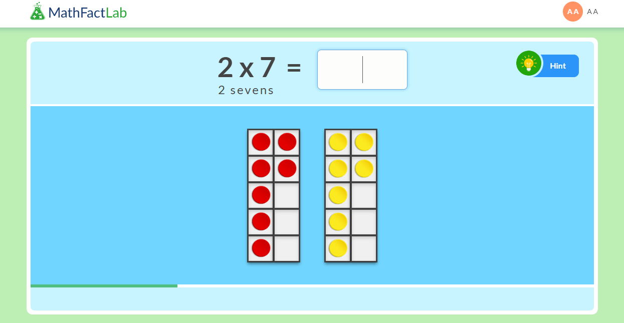2 Times Table using Ten frames MathFactLab