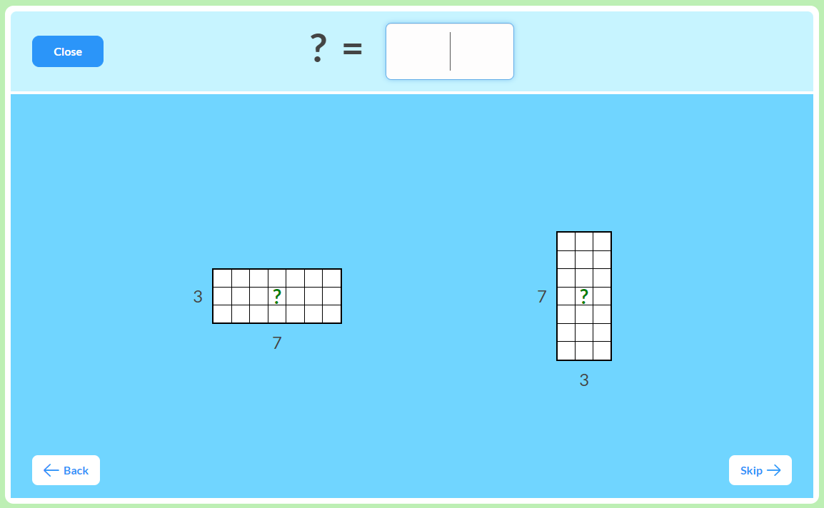 x3 multiplication facts area models