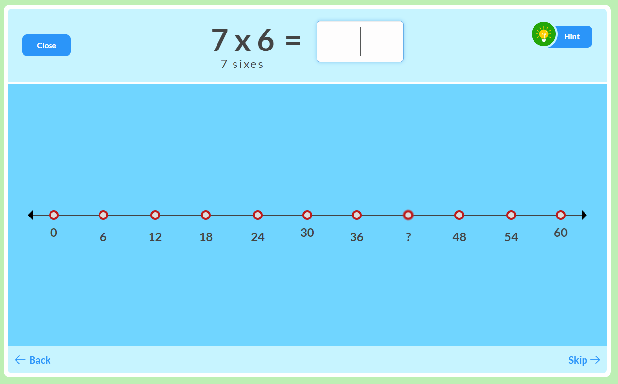 6 Times Table Strategy: 6x7 Multiplication Fact Using on a Number Line - MathFactLab